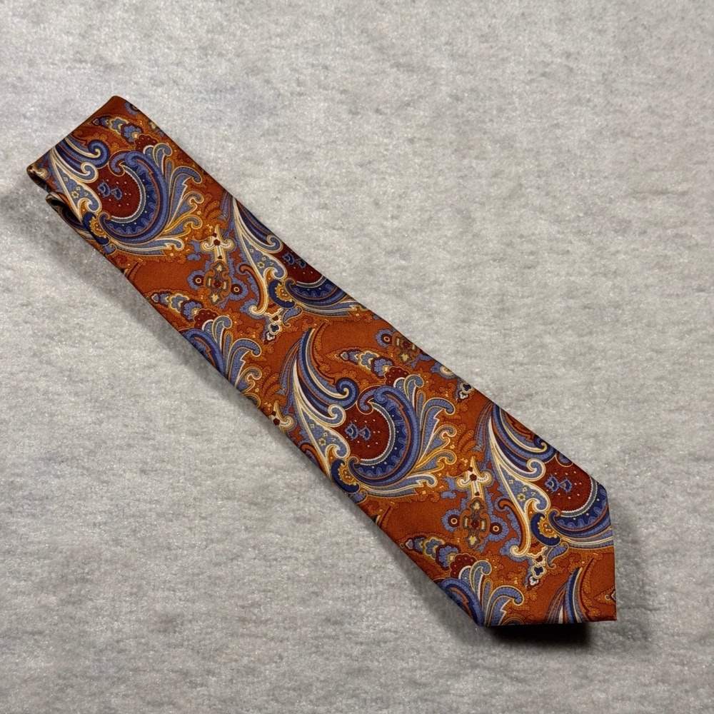 Bossi Roma Milano Paisley Silk Necktie Brown Blue‎ Gold Italy